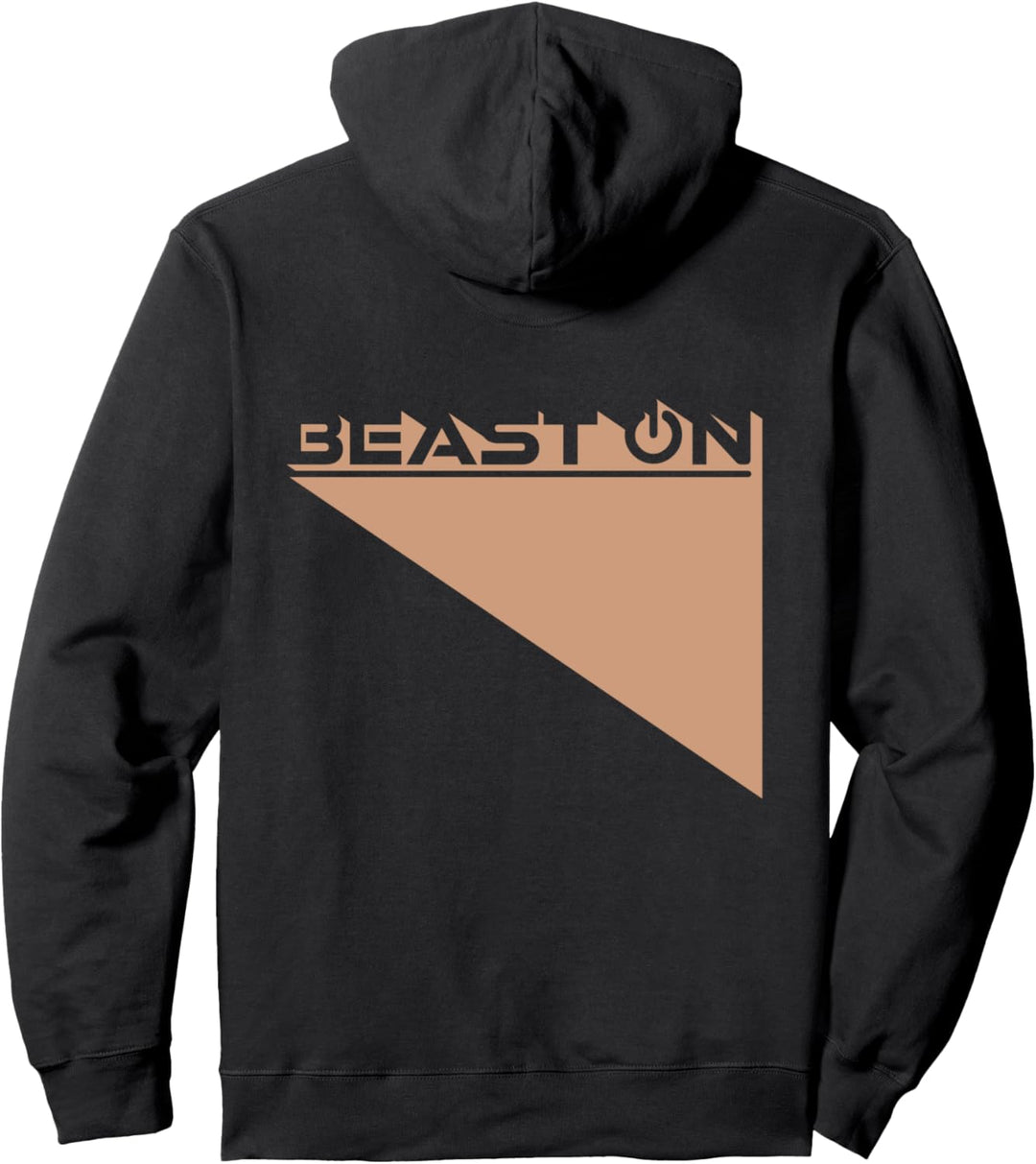 Beast ON Rücken beige Bodybuilding Fitness Gym Training Pullover Hoodie