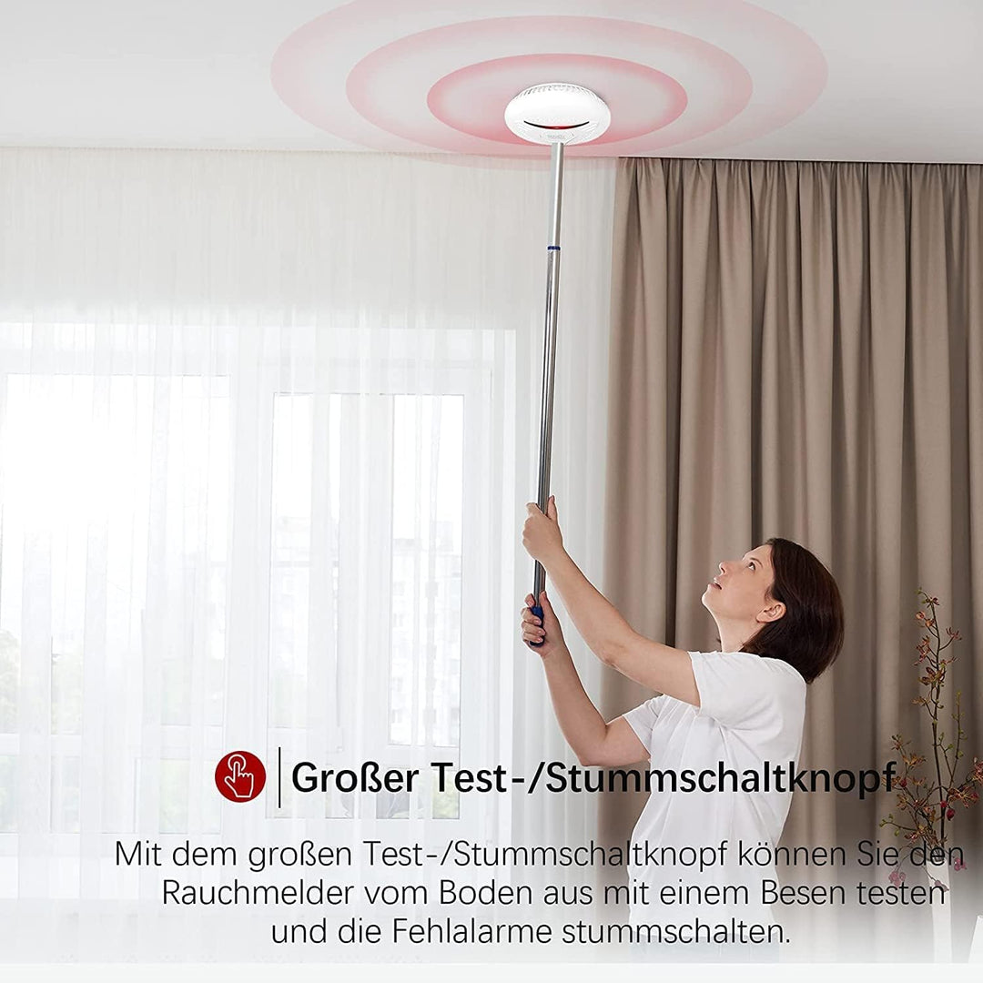 RIAKELL Rauchmelder 1er Set, Feuermelder 10 Jahre Batterie, 85 dB Horbarer Alarm, 14604 geprufter, F