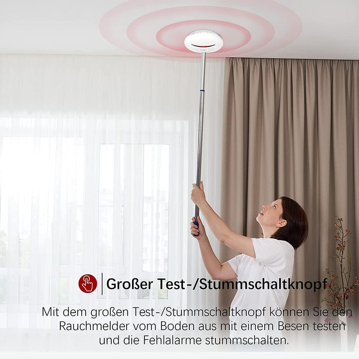 RIAKELL Rauchmelder 1er Set, Feuermelder 10 Jahre Batterie, 85 dB Horbarer Alarm, 14604 geprufter, F