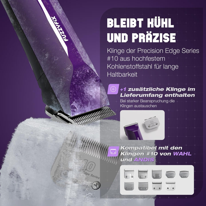 Hundeschermaschine Profi mit Kabel und Metall-Aufsteckkämme,3m Kabel,Läuft kühl und leise, mit rutsc