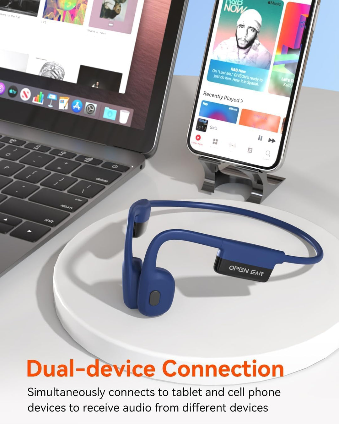 SANOTO Knochenschall Kopfhörer, Open Ear Kopfhörer Bluetooth 5.3, 8 Stunden Akkulaufzeit, Bone Condu