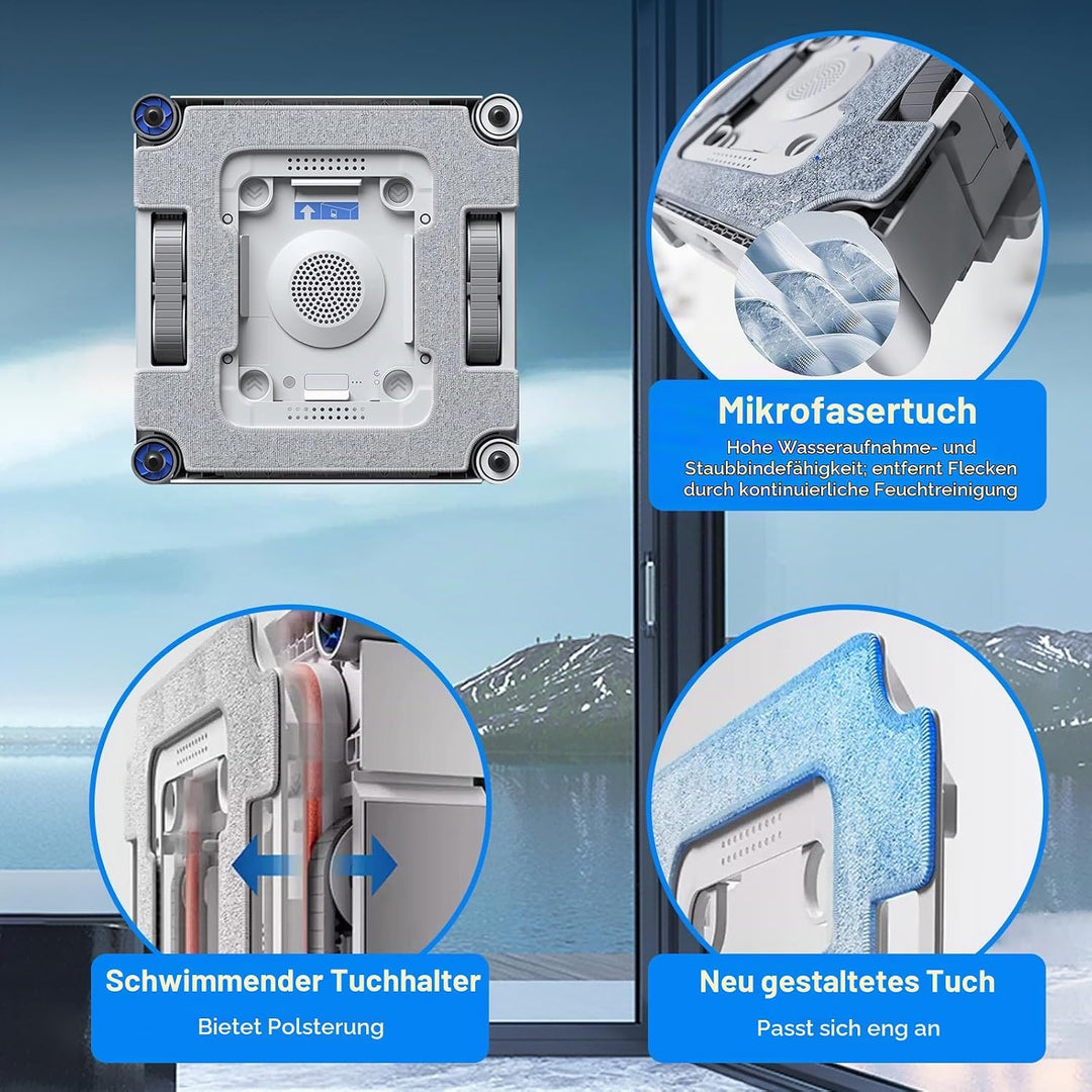 Mikrofaser-Reinigungspad mit Halterungs-Set für Ecovacs Winbot W3 Omni Fensterreinigungsroboter, Ers