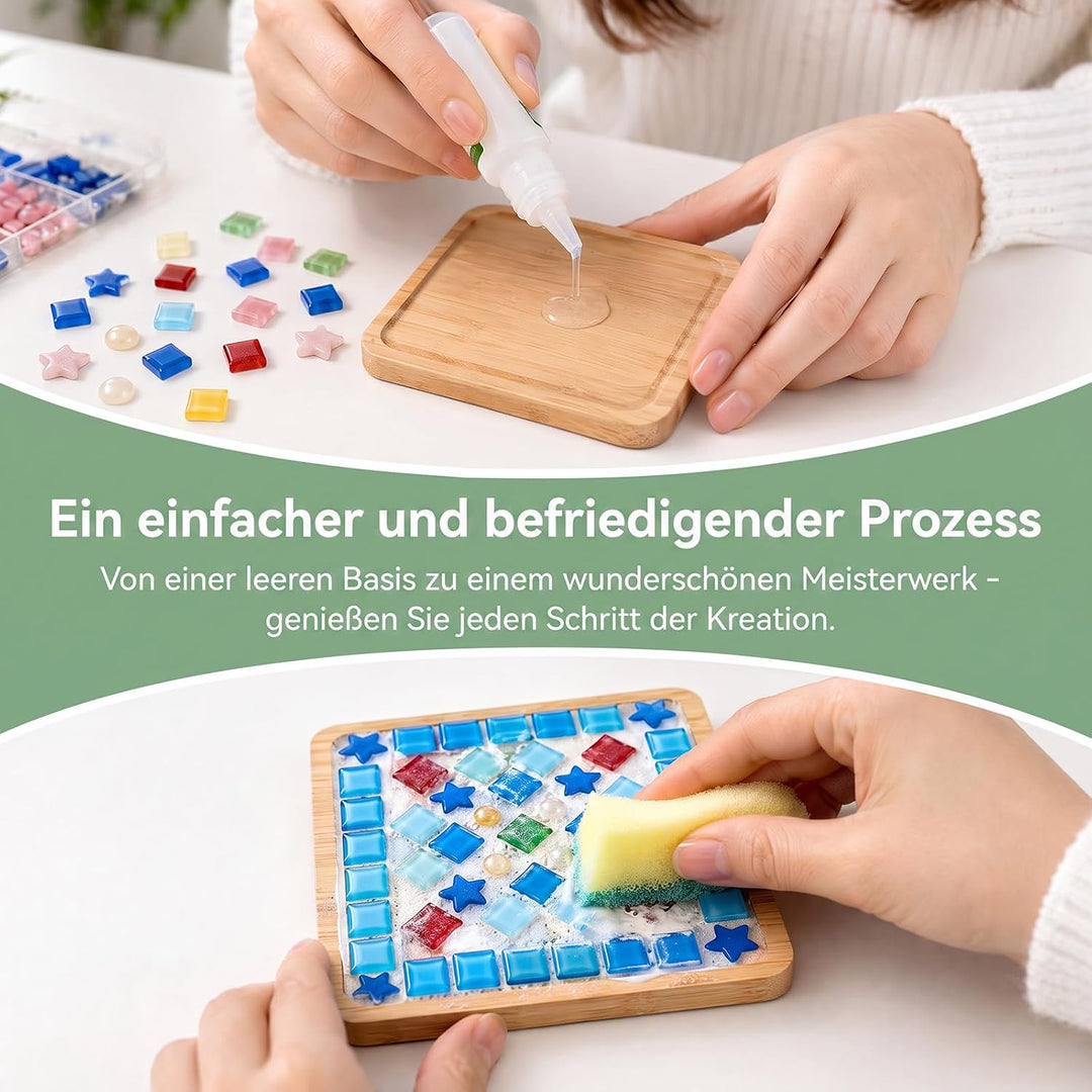 6 Stück DIY Mosaik Untersetzer Bastelset für Erwachsene Mosaik Untersetzer Mosaik-Untersetzer-Set (6
