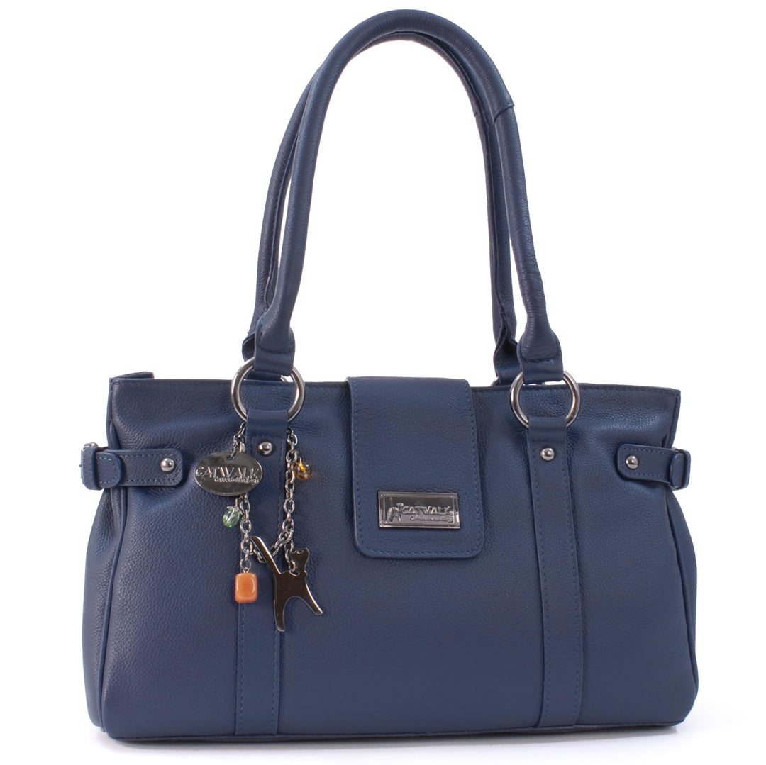 Catwalk Collection Handbags - Leder - Umhängetasche/Handtasche/Schultertasche - MARTINA Blau, Blau