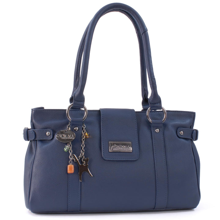 Catwalk Collection Handbags - Leder - Umhängetasche/Handtasche/Schultertasche - MARTINA Blau, Blau