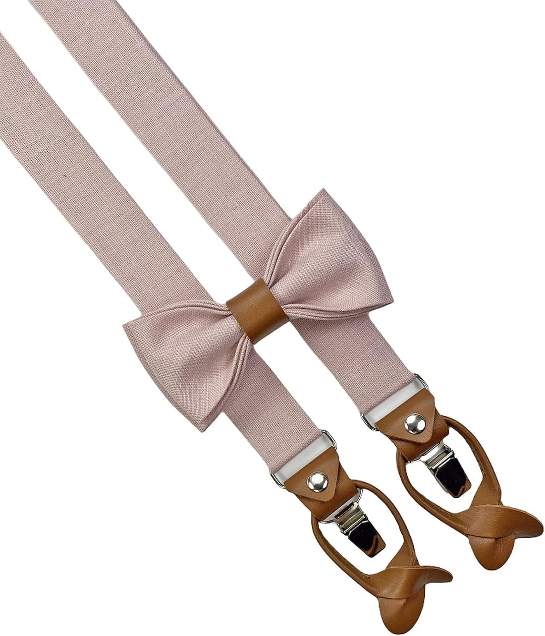 LINILI Leinen Accessoires SET: Fliege, Hosenträger, Einstecktuch, Manschettenknöpfe- Fliege Bereits