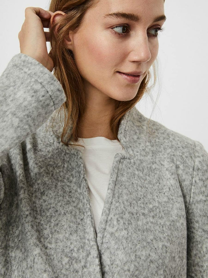VERO MODA Damen Wollmischungs-Mantel M light grey melange, M light grey melange