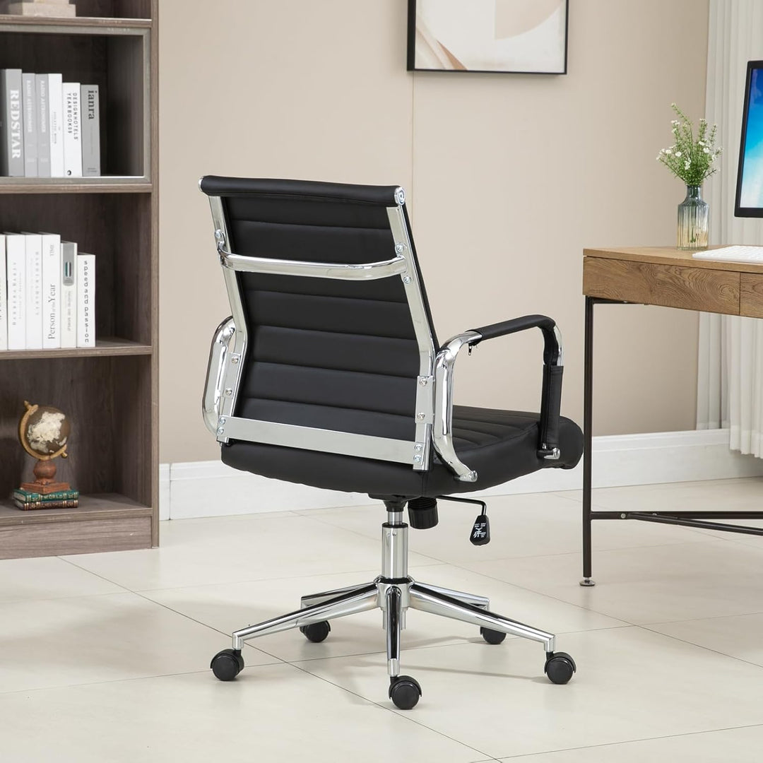 SVITA Office Comfort Bürostuhl Schreibtischstuhl Drehstuhl Chefsessel Kunstleder Schwarz Schwarz Kun