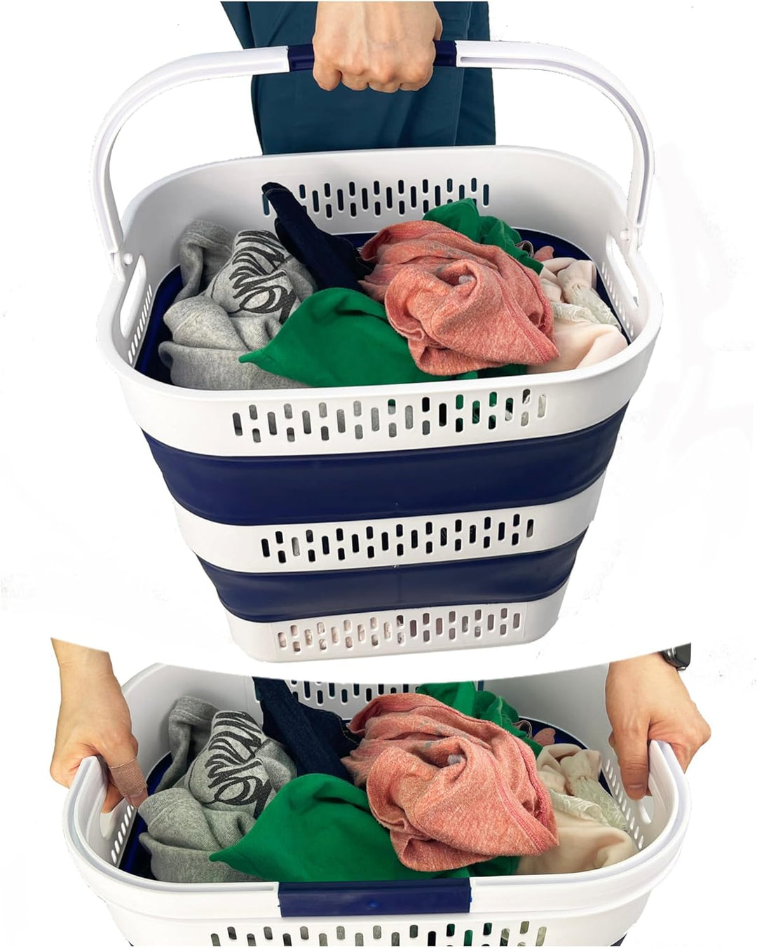 SAMMART 38L zusammenklappbarer Wäschekorb aus Kunststoff – Faltbarer Pop-Up-Aufbewahrungsbehälter/Or
