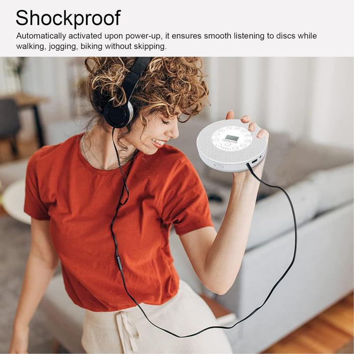Tragbarer CD-Player mit Lautsprecher, Wiederaufladbarer Anti-Skip-Bluetooth-CD-Player, Integriertes