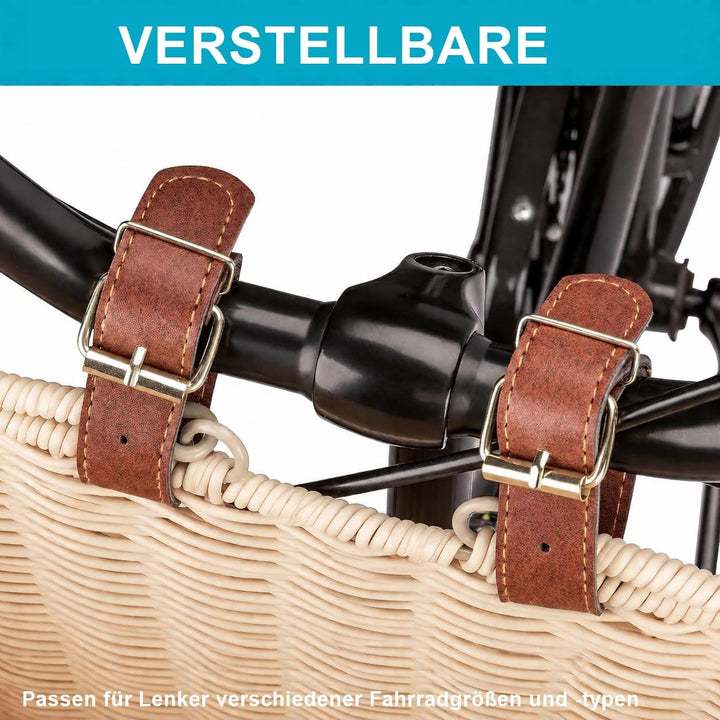 CXWXC Fahrradkorb – Langlebiger vorderer Fahrradkorb – Handgeflochtener Weidenkorb mit verstellbaren