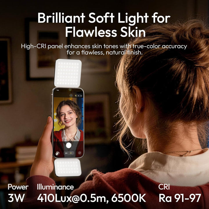 ULANZI GL01 [2026 Aktualisierte] Magnetische Selfie Licht für iPhone, Magnet LED Handy licht mit Zwe