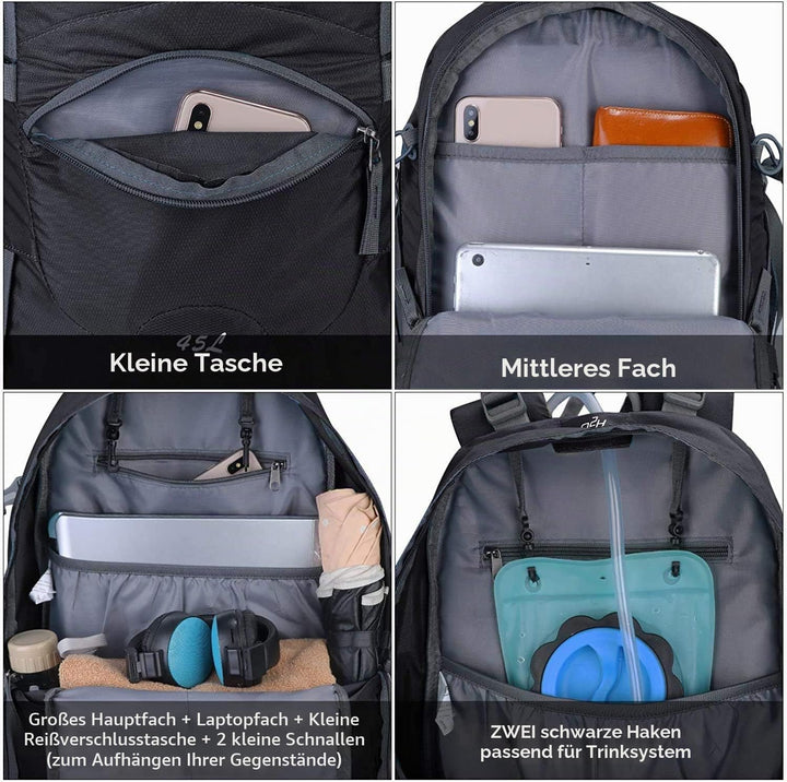 G4Free 45L Wanderrucksäcke mit Regenschutz Wasserdicht Trekkingrucksack Reiserucksack Outdoor Campin