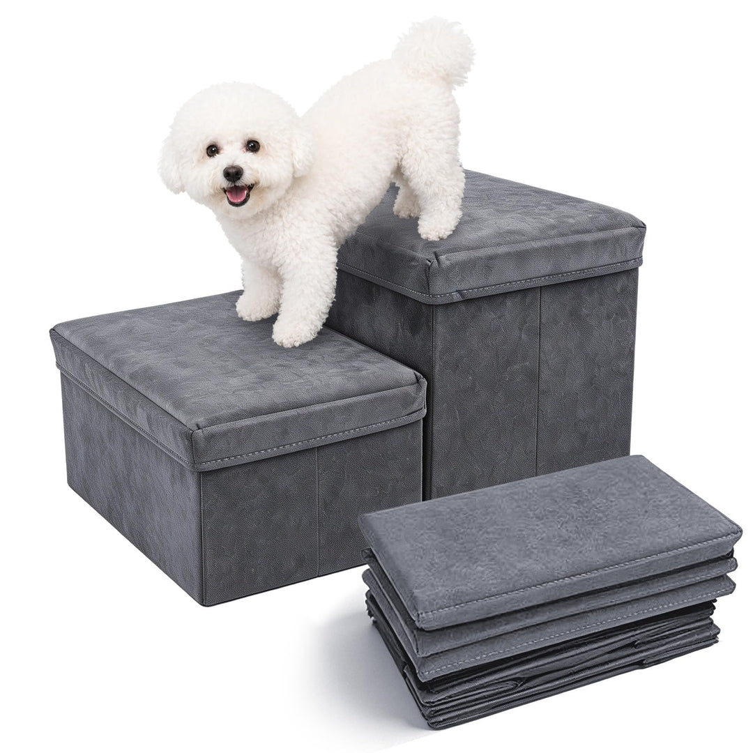 Hundetreppe mit Stauraum, Haustiertreppe Faltbar, Treppe für Hunde 2/3 Stufen, Hundetreppe für Klein