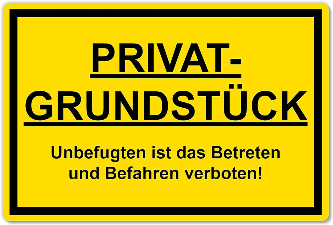 5 Stück Privatgrundstück Unbefugten ist das Betreten und Befahren verboten Schild 20 x 30 cm aus sta