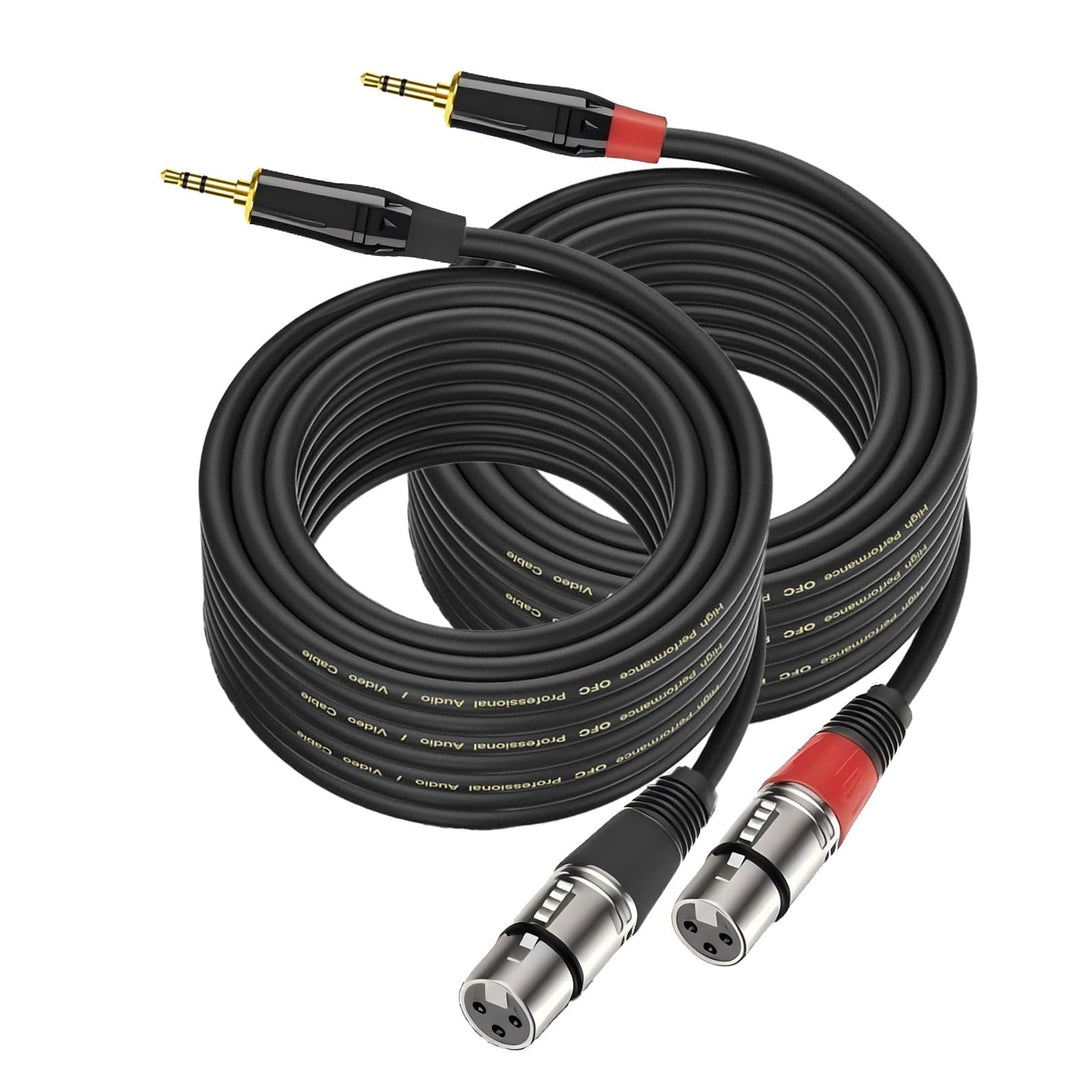 2 Pack XLR auf klinke 3,5mm Mikrofonkabel, 3.5mm TRS zu XLR weibliches 3 Pin Mikrofonkabel kompatibe