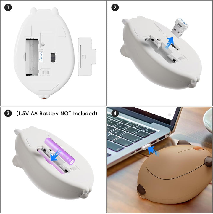 Akko Niedliche Kabellose Maus mit Katzenmotiv, 3200 DPI, Tri-Mode-Verbindung, Bluetooth 3.0/5.0/2.4G