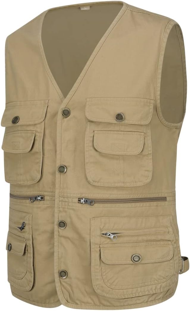 YOUTHUP Weste Herren Anglerweste Outdoor Ärmellose Fotografie Jagd Sportweste Multi-Tasche Leicht Kn