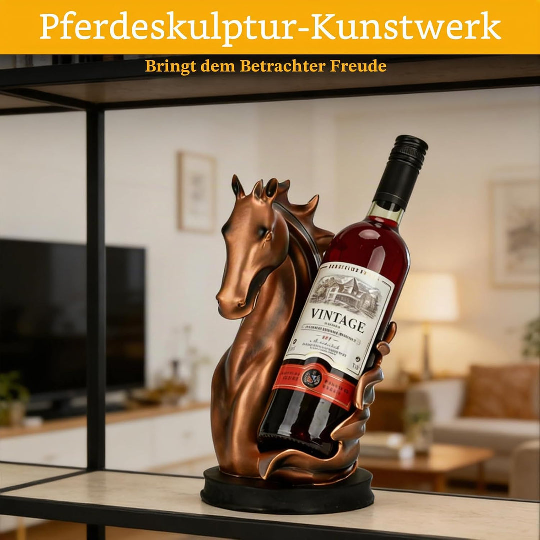 Pferde-Weinregale Freistehender Weinflaschenhalter Tierornamente, Hochwertige braune Pferdestatue au
