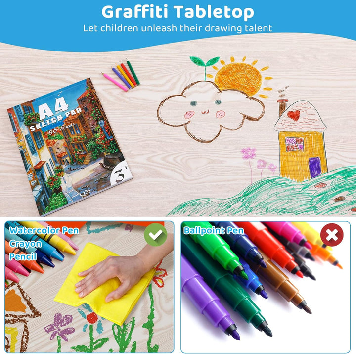 Clevich Kindertisch mit 4 Stühlen, Tisch Stuhl Set Höhenverstellbar,Kindertischgruppe für Kinderzimm
