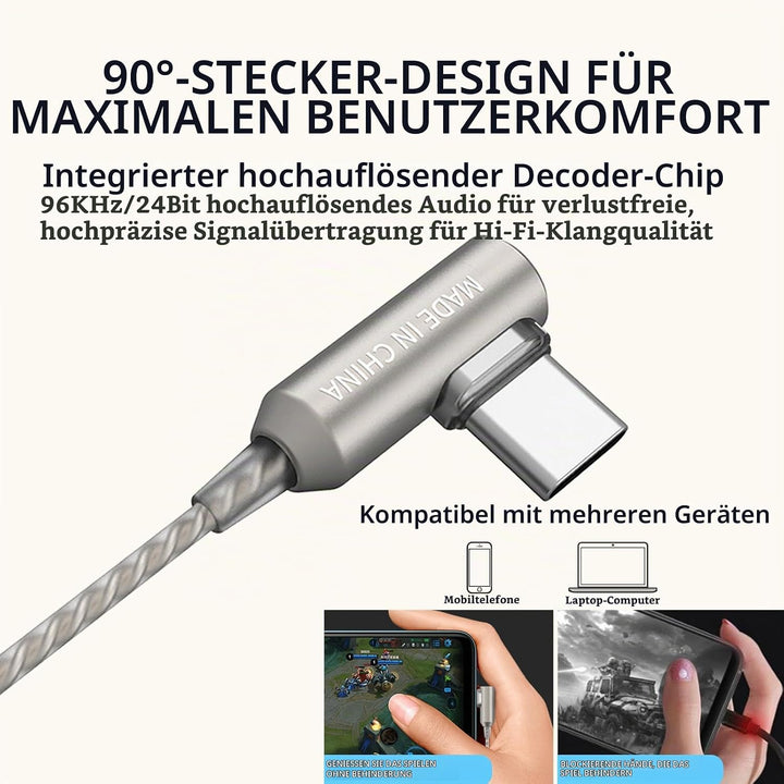 SoundMAGIC E80D Typ-C Ohrhörer mit Mikro, High-Res-DAC, Hi-Fi, Dunkelsilber | Glasklare Anrufe, High