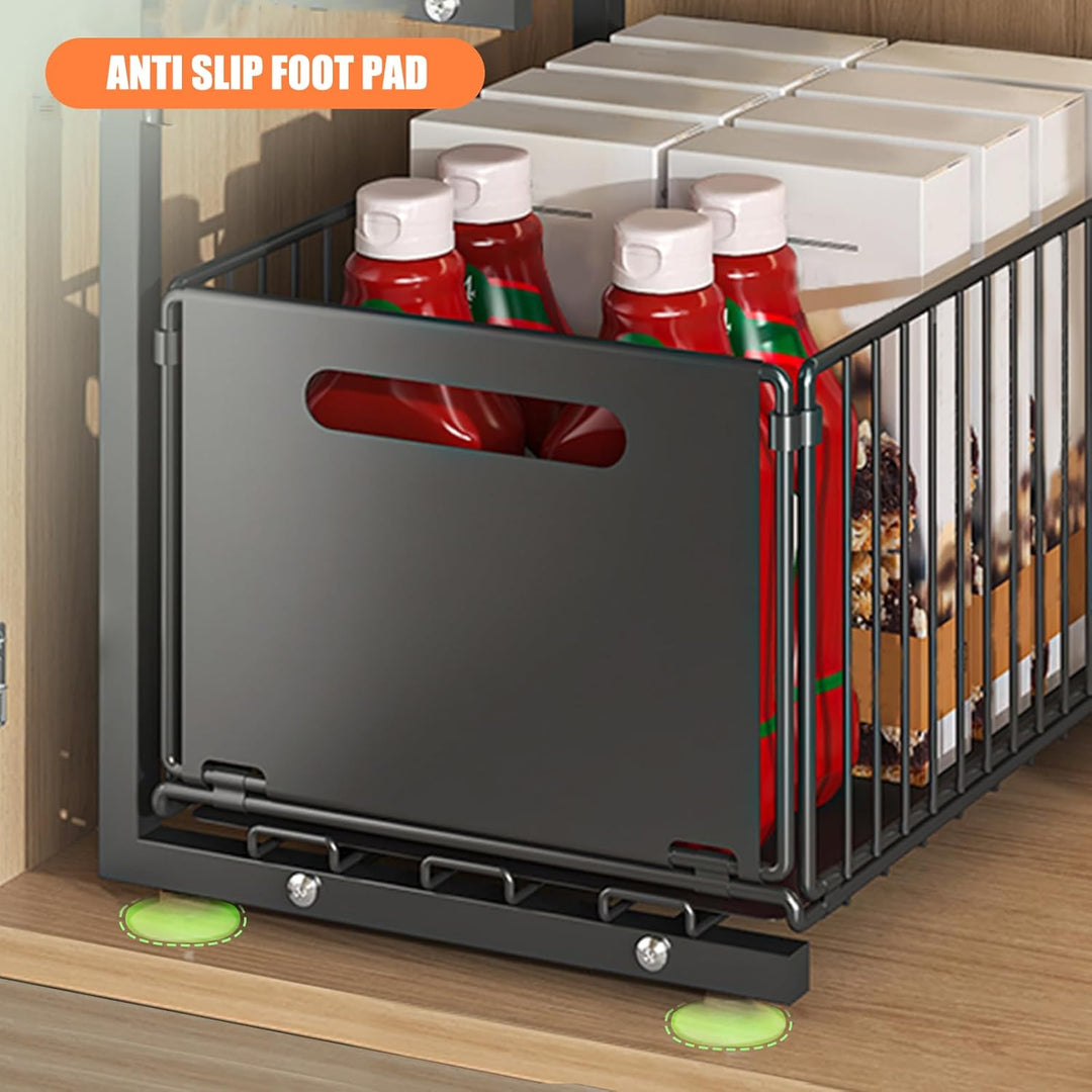 Ausziehbarer Organizer aus Metall, Aufbewahrung unter der Spüle, verstellbar, ausziehbar, Schublade,