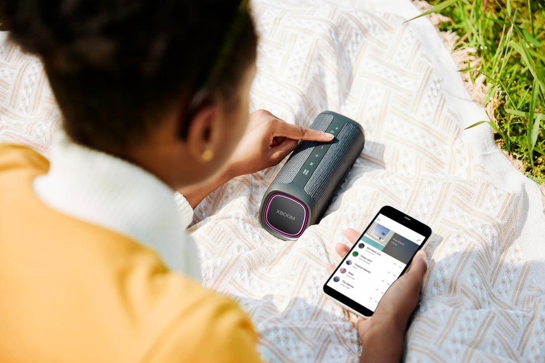 LG XBOOM Go DXG7, tragbarer Bluetooth-Lautsprecher (40 Watt, Google Assistant, Siri, Beleuchtung), S