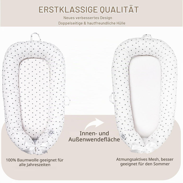 EAQ Babynest Nestchen Baby Weiches Atmungsaktives baby bett für Neugeborene Geschenk 100% Baumwolle