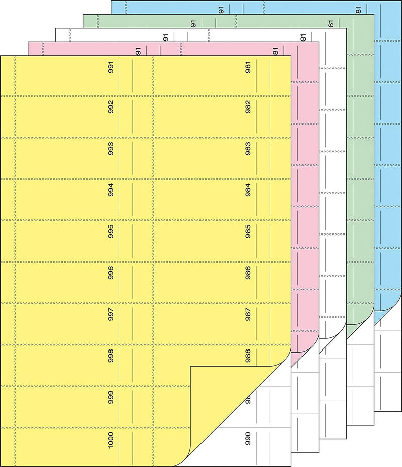 SIGEL BO122 Bonbücher 5er Set á 1000 Abrisse, in gelb, rosa, weiss, grün, blau, A4, 2x50 Blatt Sparp