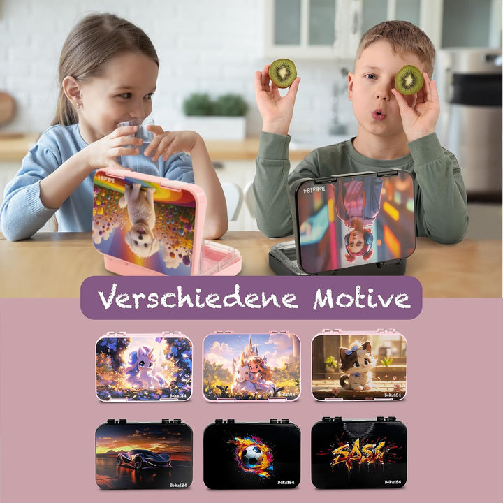 Brotdose Kinder mit Fächern - Bento Box auslaufsicher - robust - BPA Frei Lunchbox - Brotbox für Sch