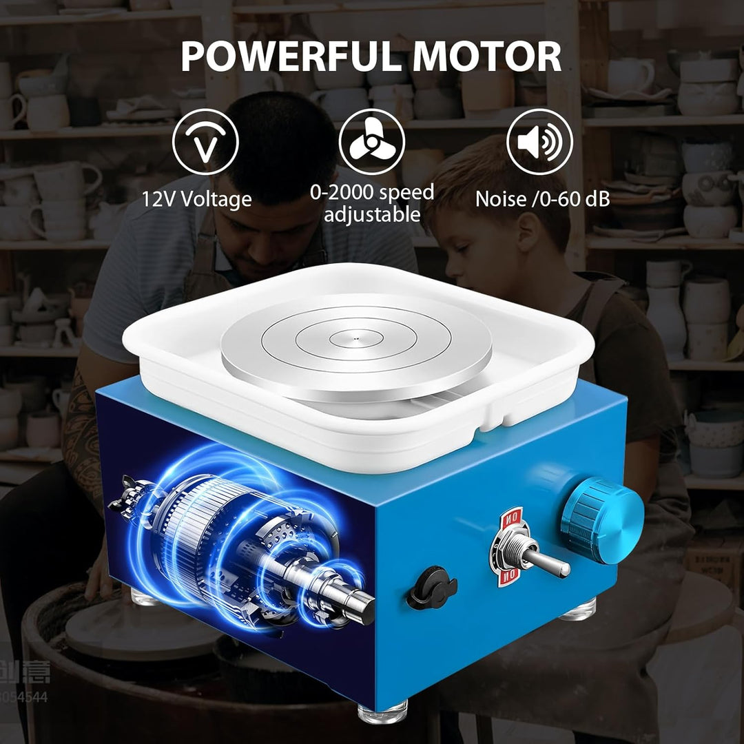 Töpferset Für Kinder Drehteller Elektrisch, 2000 U/Min Kinder Töpferscheibe Elektrisch Drehscheibe T