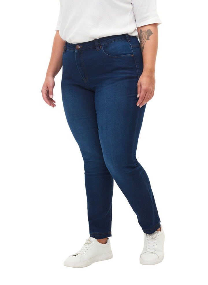 Zizzi Damen Grosse Grössen Emily Jeans Slim Fit Normale Taillenhöhe Gr, Blue Denim