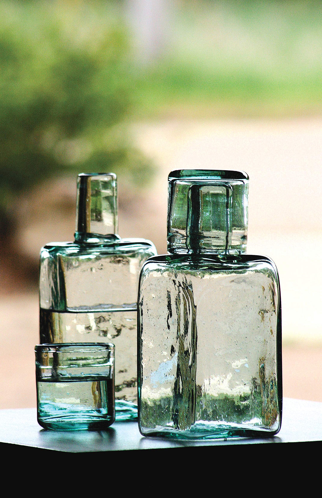 KALALOU CRL5134 Nachttisch Wasserkaraffe und Trinkglas, Glas, Grün