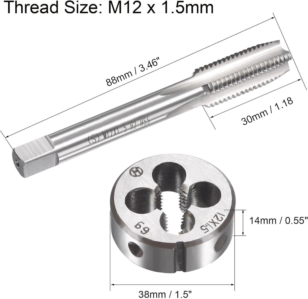 sourcing map Gewindebohrer M12 x 1,5mm Gewindebohrer mit Legierungswerkzeug