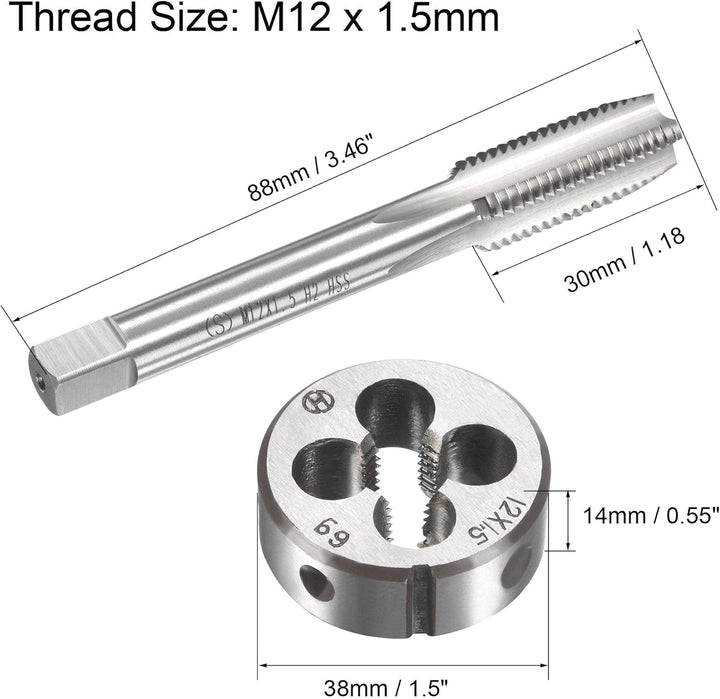 sourcing map Gewindebohrer M12 x 1,5mm Gewindebohrer mit Legierungswerkzeug