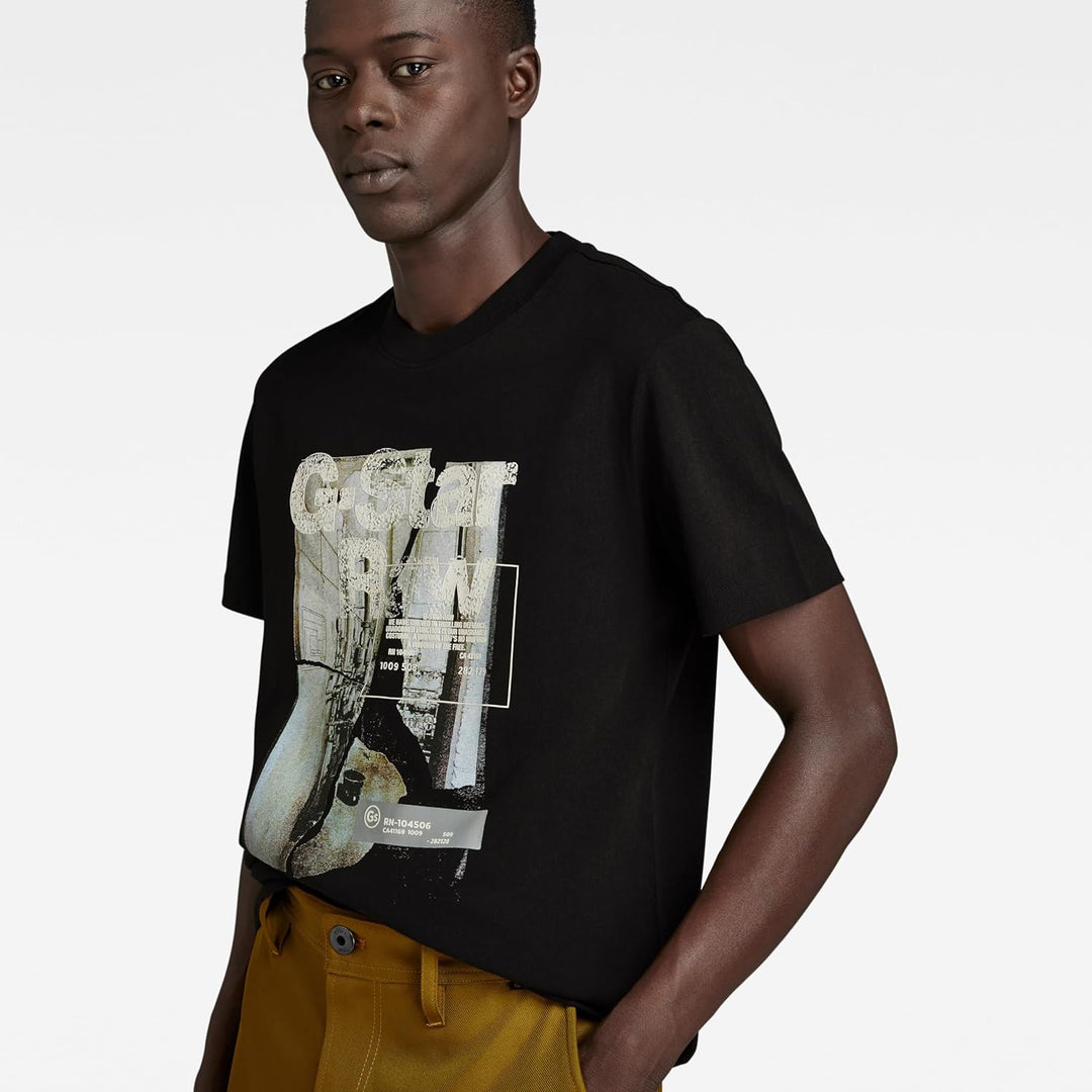 G-Star RAW Herren Hq Print T-Shirt S Schwarz (Dk Black D23899-c336-6484), S Schwarz (Dk Black D23899