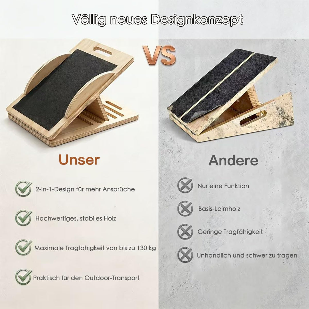 2 in 1 Wadendehner Verstellbarer mit 5 Winkeln, klappbares Balance Board Erwachsene aus Holz mit Tra
