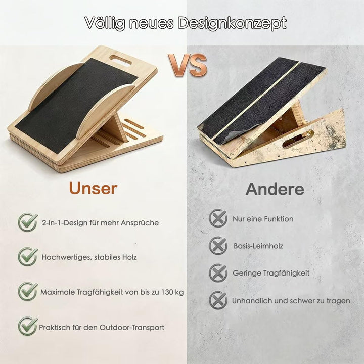 2 in 1 Wadendehner Verstellbarer mit 5 Winkeln, klappbares Balance Board Erwachsene aus Holz mit Tra