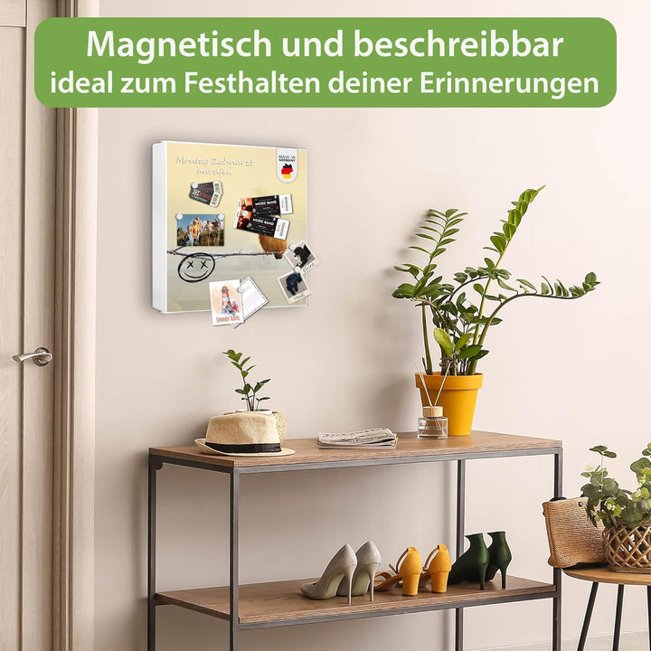 banjado® Grosser Schlüsselkasten Glas/Schlüsselbox 30cm x 30cm mit 50 Haken - Motiv Pause/Schlüsselk