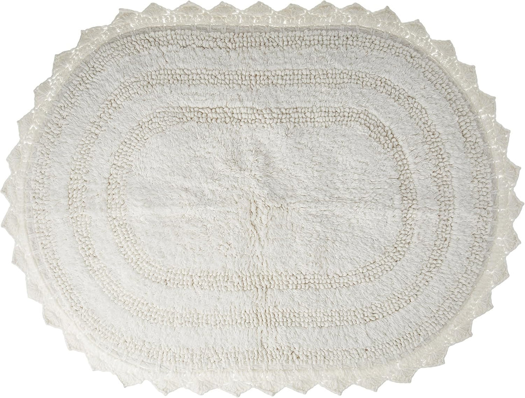 DII Crochet Collection Wende-Badematte, klein, oval, 43 x 61 cm, Weiss Small Oval, 17x24" Weiss/Opul