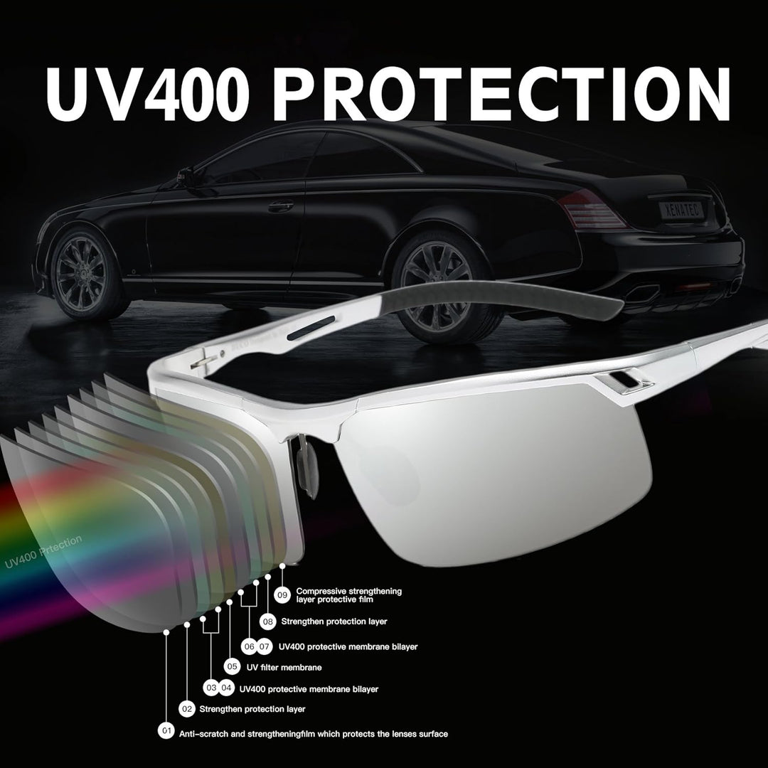 DUCO Sonnenbrille für Herren Retro Polarisierte Sonnenbrille Ultraleichte Sportbrille Al-Mg Metallra