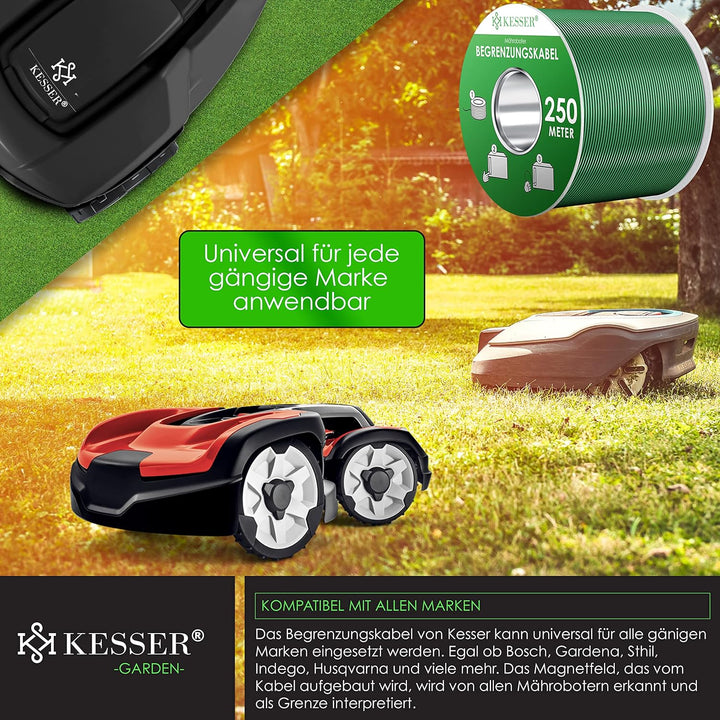 KESSER® Begrenzungskabel 750m + 2400 Erdspiesse + 36 Kabelverbinder für Mähroboter Rasenmäher Rasenr