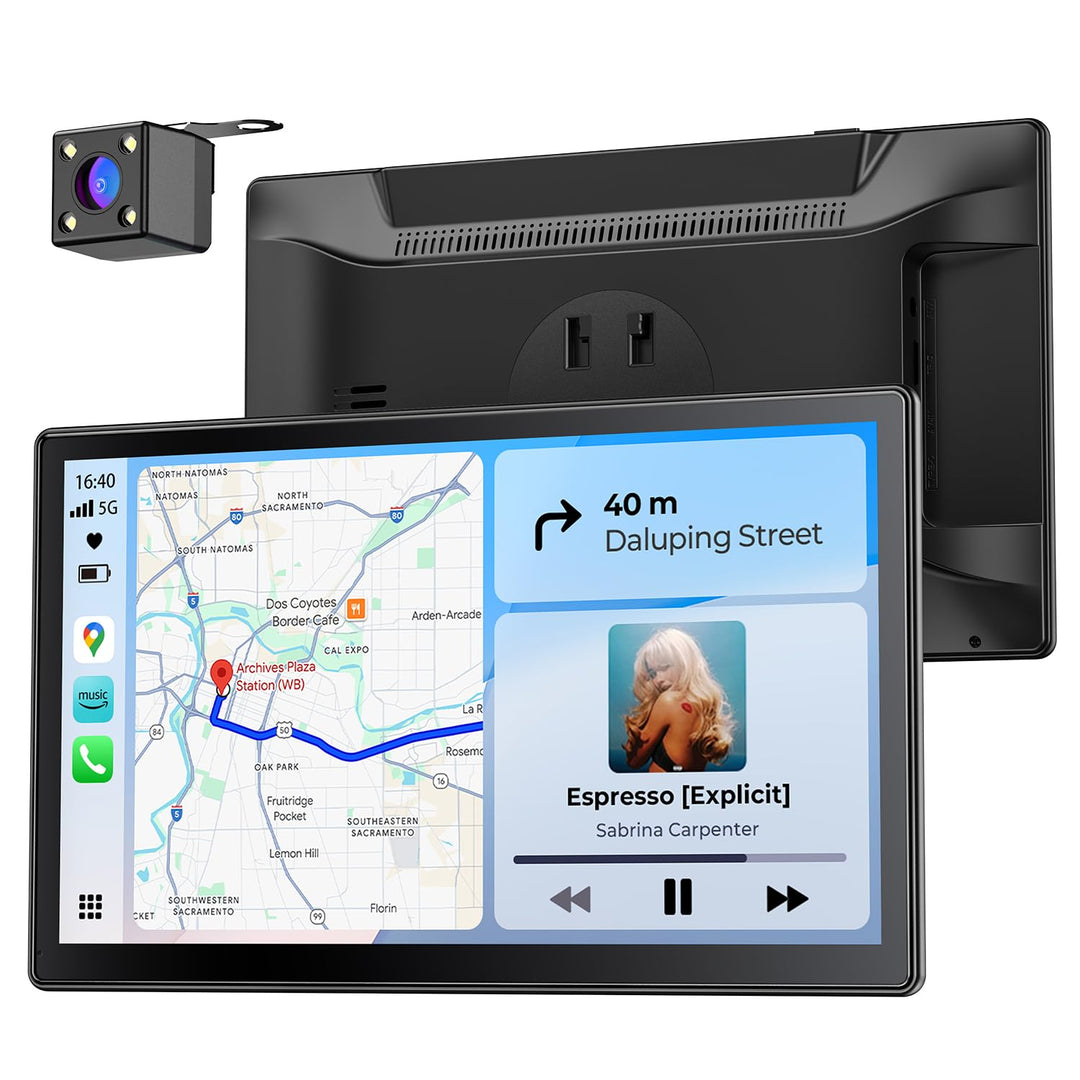 9" Drahtloses Tragbares 60FPS Car Play Display für Apple CarPlay & Android Auto, Magnetische Halteru