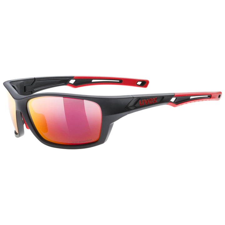 Uvex Unisex Sportstyle 232 P Sportbrille (1er Pack), Black Mat Red/Red