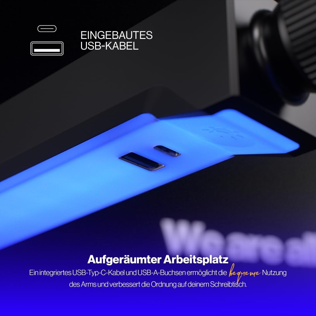 ENDORFY Broadcast Low Profile RGB Boom Arm, Premium Low Profile Mikrofon Smartfone und Lichtarm mit