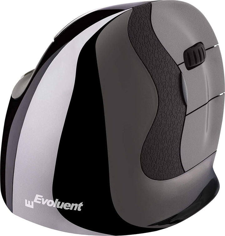 Evoluent VerticalMouse D Kabellose USB Maus für Rechtshänder, Grösse M, VMDMW, Schwarz, Silber, Grau