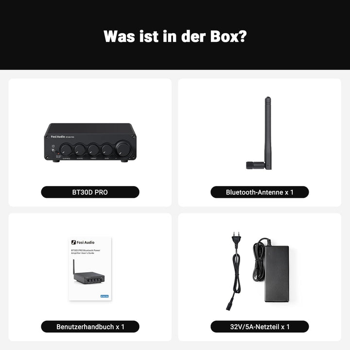 Fosi Audio BT30D Pro Bluetooth Verstärker 2.1 Kanal, Mini HiFi Verstärker mit TPA3255 Chips 165W x2+