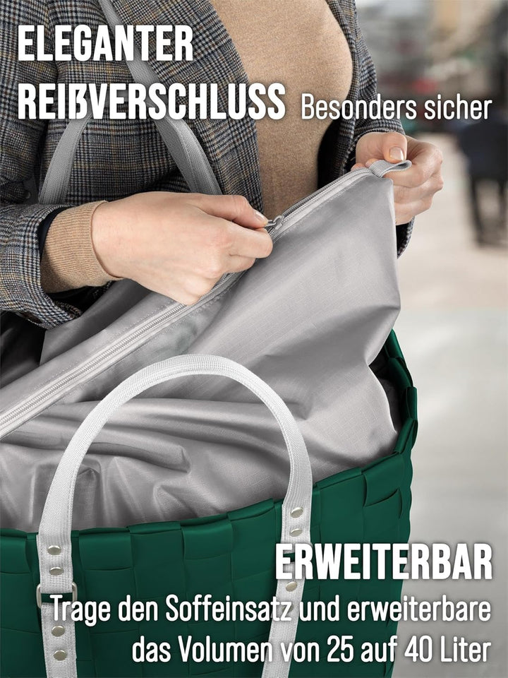 normani Grosser Einkaufskorb 25 L Shopper Einkaufstasche Strandtasche mit langen Henkel, Classic / B