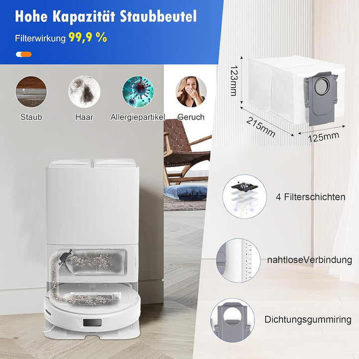 22 Stück Zubehör für Roborock Qrevo Curv/Qrevo Curv S5X / Qrevo Edge/Qrevo S5V Saugroboter, 2 Hauptb