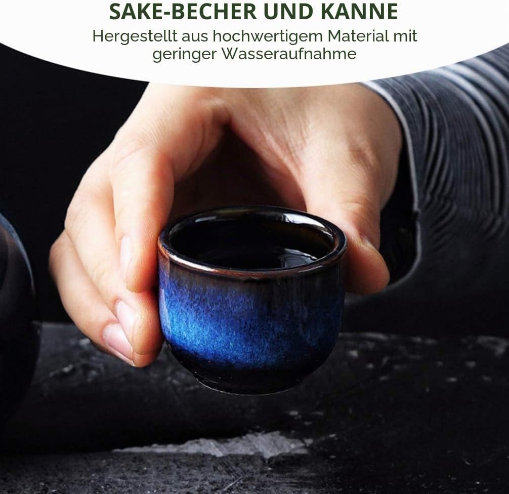 Lurrose Japanisches Sake-Set aus Keramik, bestehend aus 1 Tokkuri-Flasche und 4 Ochoko-Tassen für he